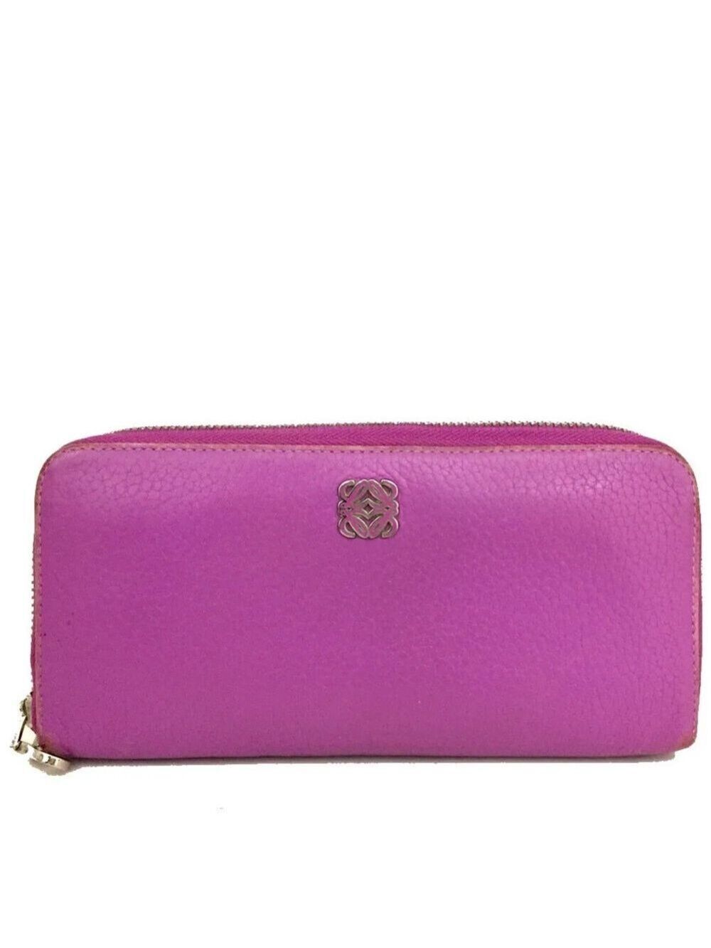 Authentic LOEWE Logo Leather Long Zip Wallet - Picture 1 of 8